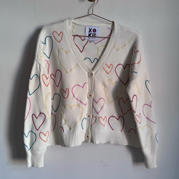 Kerri Rosenthal XOKR Hearts Embroidered Cardigan S $225 - Picture 4 of 9